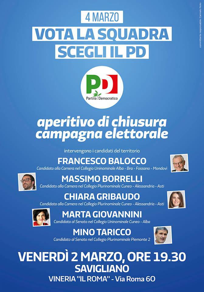 Il PD cuneese chiude la campagna elettorale a Savigliano