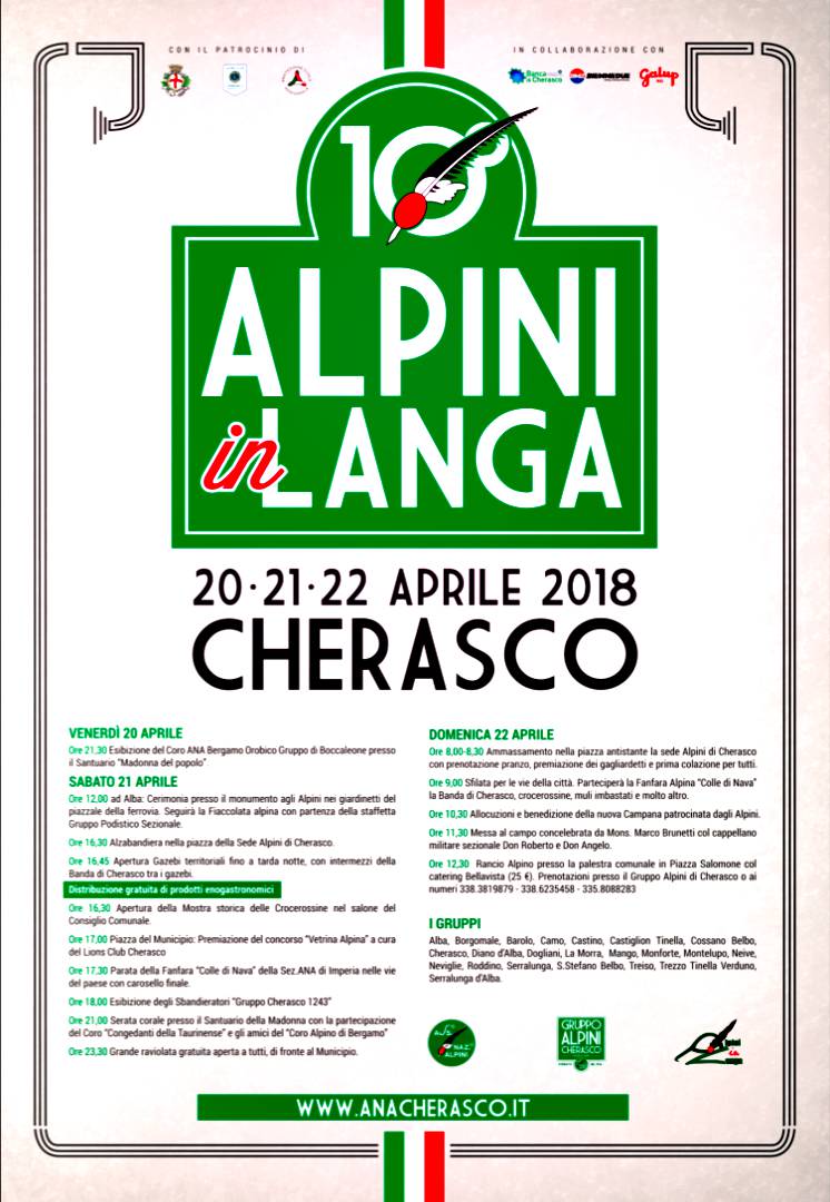Cherasco “invasa” dagli Alpini dal 20 al 22 aprile