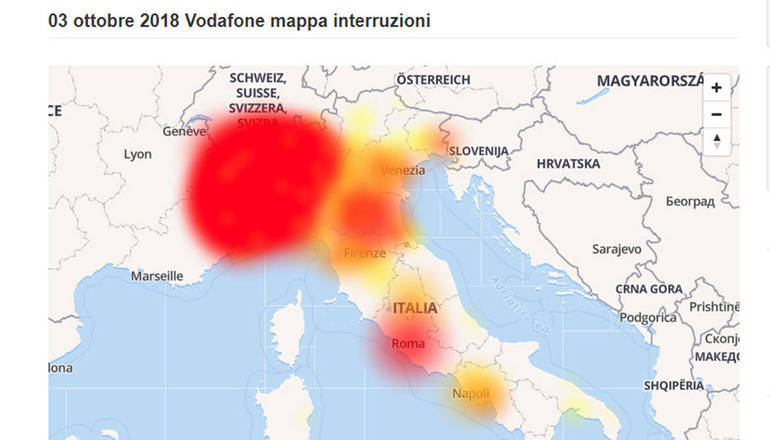 Vodafone fuori uso in molte zone della provincia di Cuneo