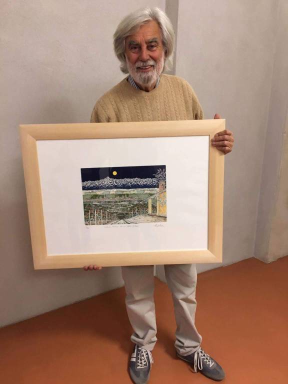 Il pittore Pierflavio Gallina dona un quadro alla Città di Cherasco