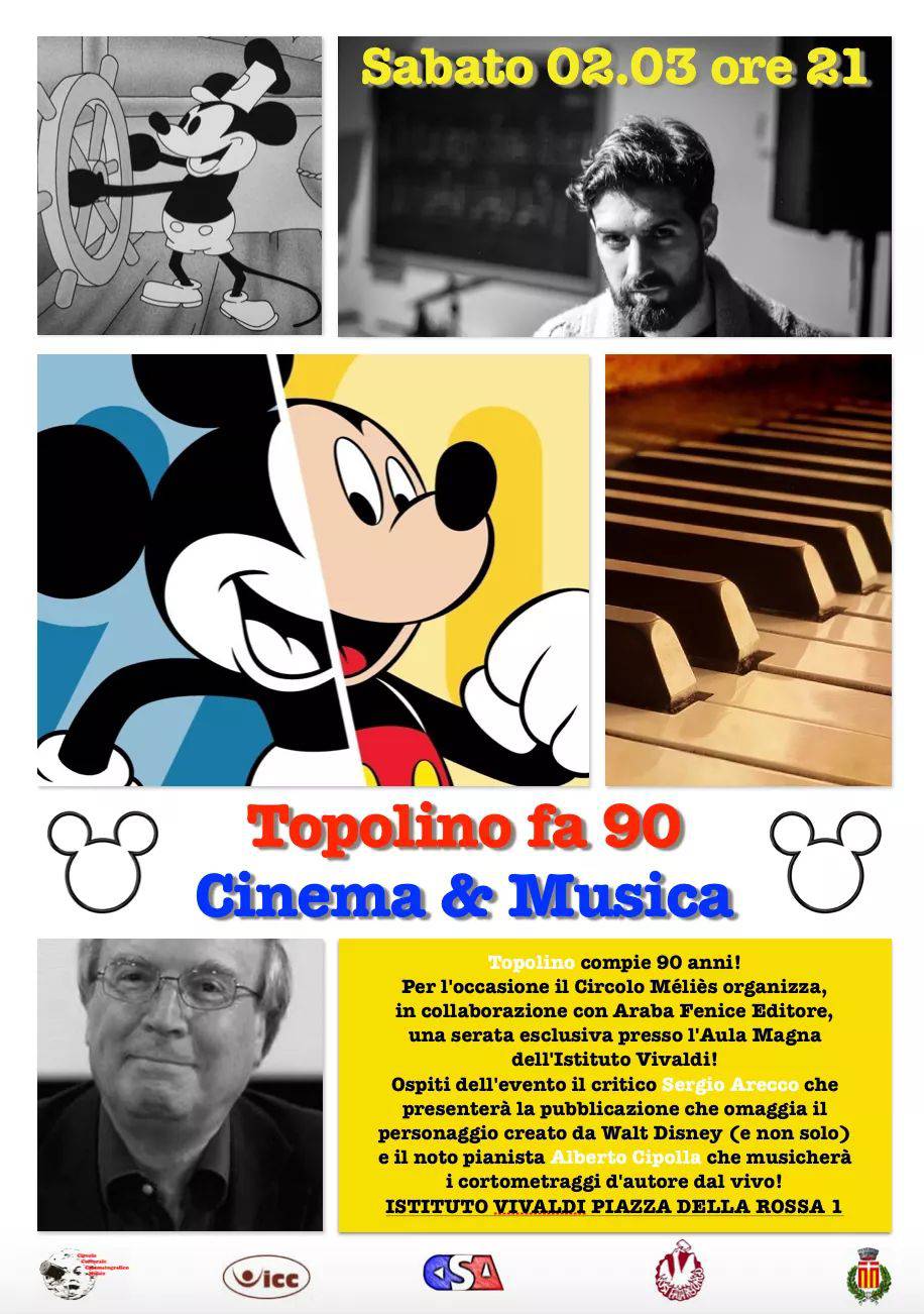 “Topolino fa 90 – tra cinema e musica “, all’Istituto Musicale Vivaldi di Busca