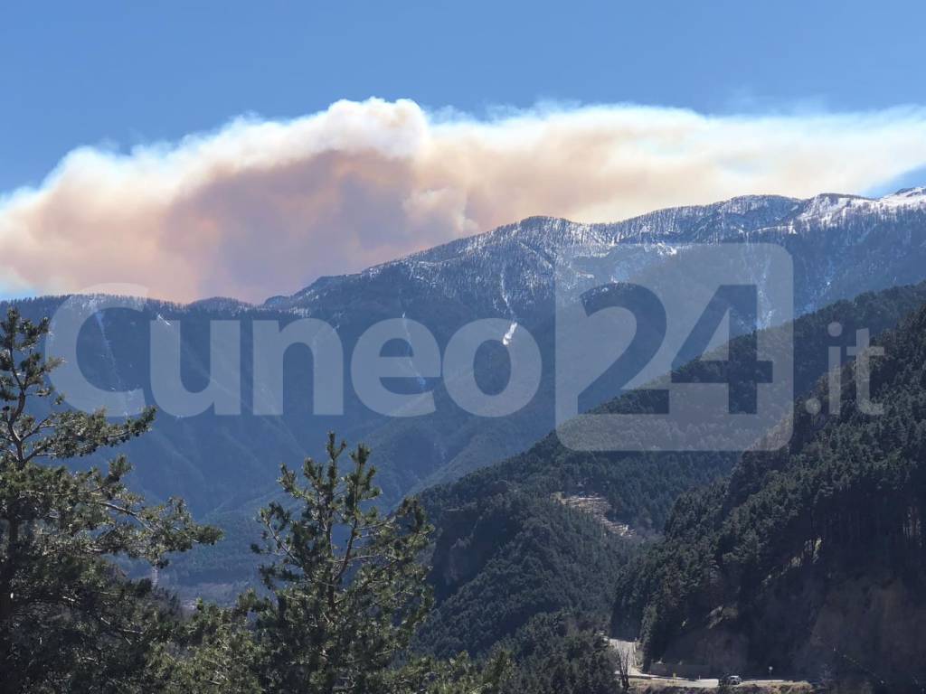 Vasto incendio boschivo in frazione Berghe nel comune di Fontan
