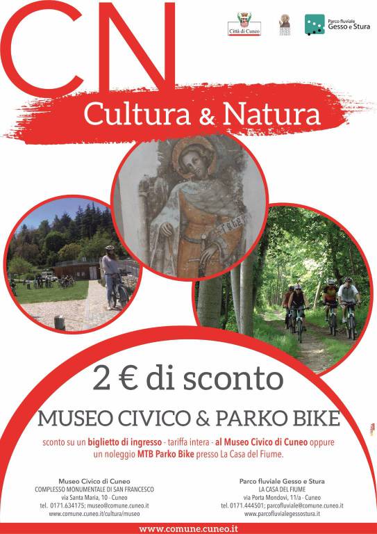 A Cuneo natura e cultura: 2 euro di sconto per chi sceglie bici e museo