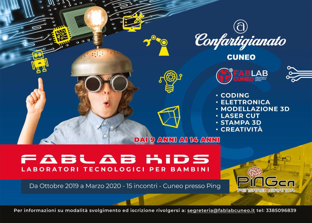 Al via “FabLab Kids”, laboratori tecnologici per bambini organizzati da Confartigianato Cuneo e FabLab Cuneo