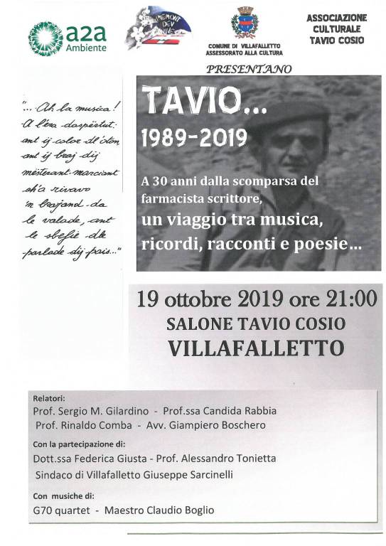 Villafalletto ricorda Tavio Cosio a 30 anni dalla morte