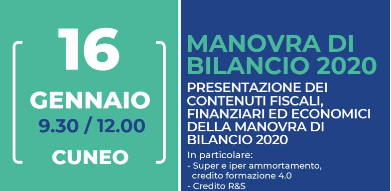 Manovra di bilancio 20202: Confindustria Cuneo presenta le novità alle imprese