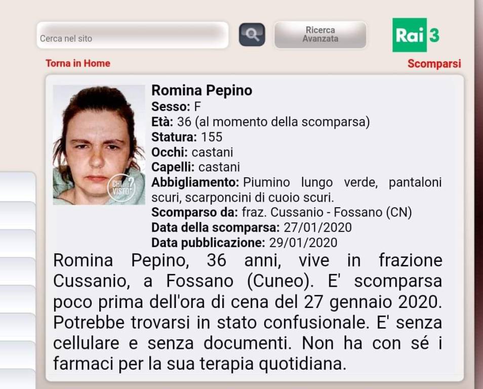 La scomparsa di Romina Pepino a “Chi l’ha visto?”