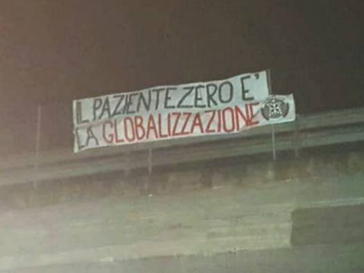 “Il paziente zero è la globalizzazione”: a Cuneo e Alba gli striscioni di CasaPound Italia