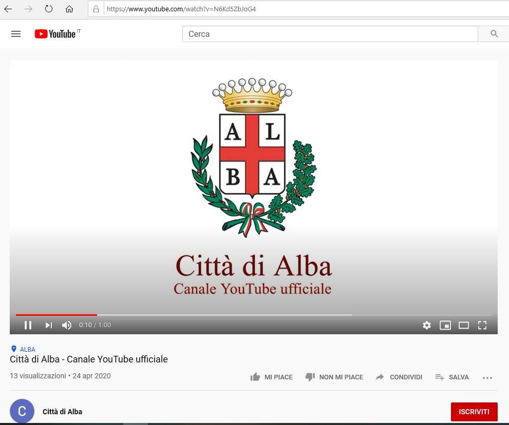 Alba: online il canale istituzionale YouTube “Città di Alba”
