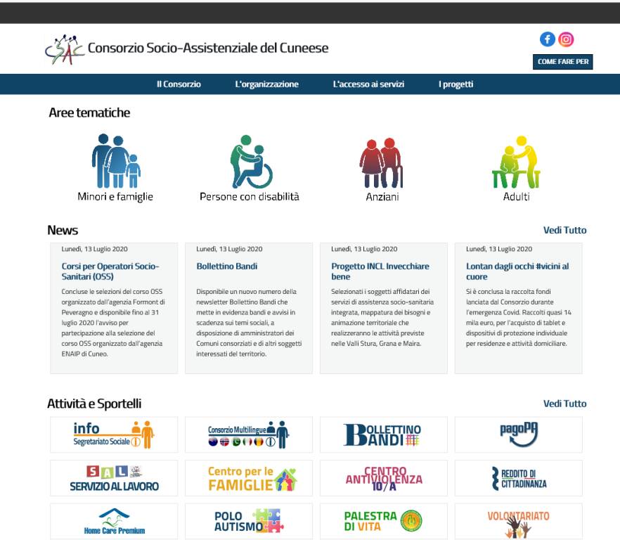 Online il nuovo sito web del Consorzio Socio Assistenziale del Cuneese