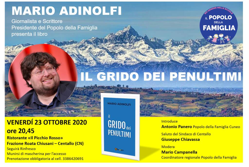 Centallo, annullata la presentazione del libro di Mario Adinolfi