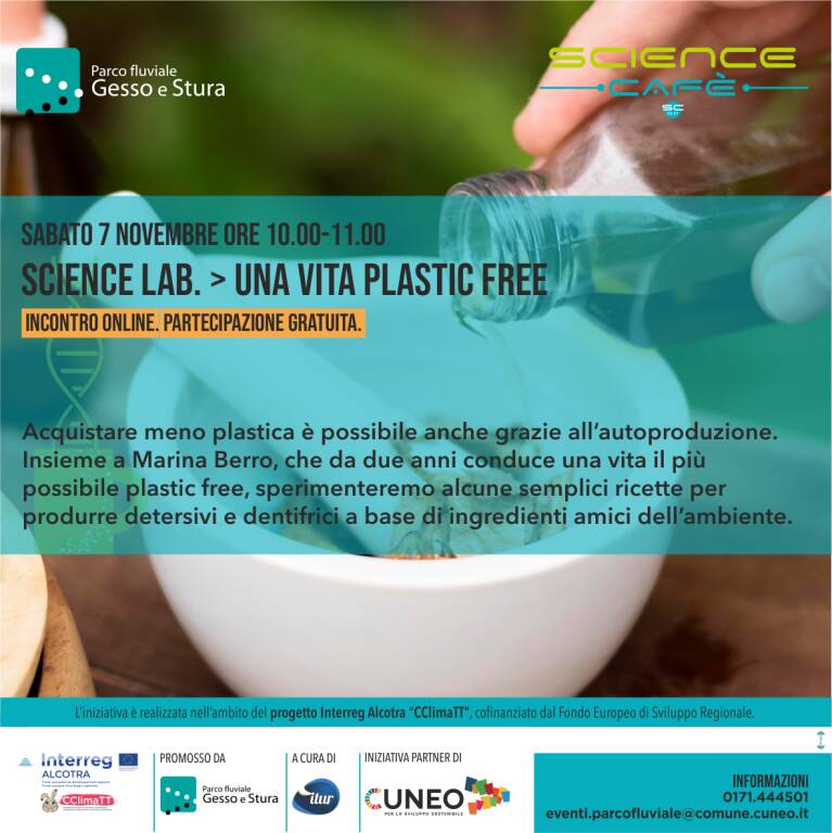 “SCIENCE web LAB. Una vita plastic free?”: il 1° laboratorio scientifico online del Parco di Cuneo