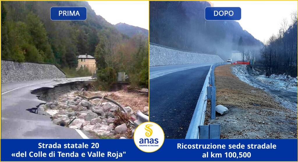 ANAS: avanzano le attività per il ripristino della viabilità sulla statale 20 “Del Colle di Tenda e Valle Roja”