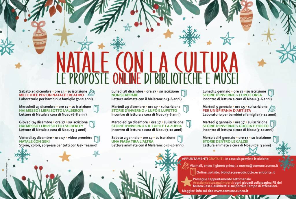 Natale con la Cultura: le proposte online di Biblioteche e Musei di Cuneo