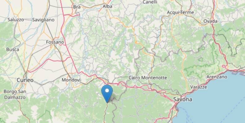 Lieve scossa di terremoto a Bagnasco, in val Tanaro e nelle aree limitrofe