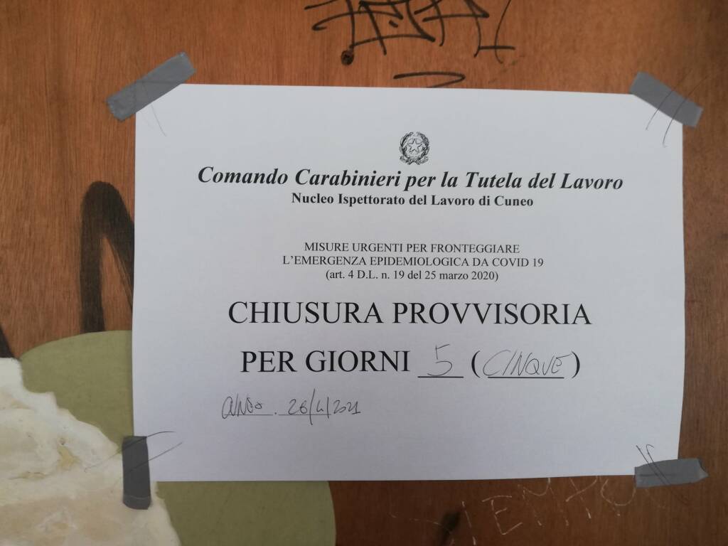 Cuneo, chiusi i bar Coni Veja e Dotta Caffè Stazione: non hanno rispettato norme anti-Covid