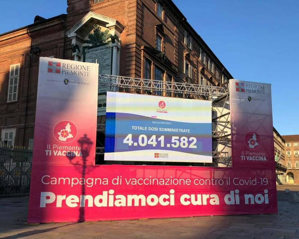 Covid-19, in Piemonte superate le 4 milioni di dosi vaccinali somministrate