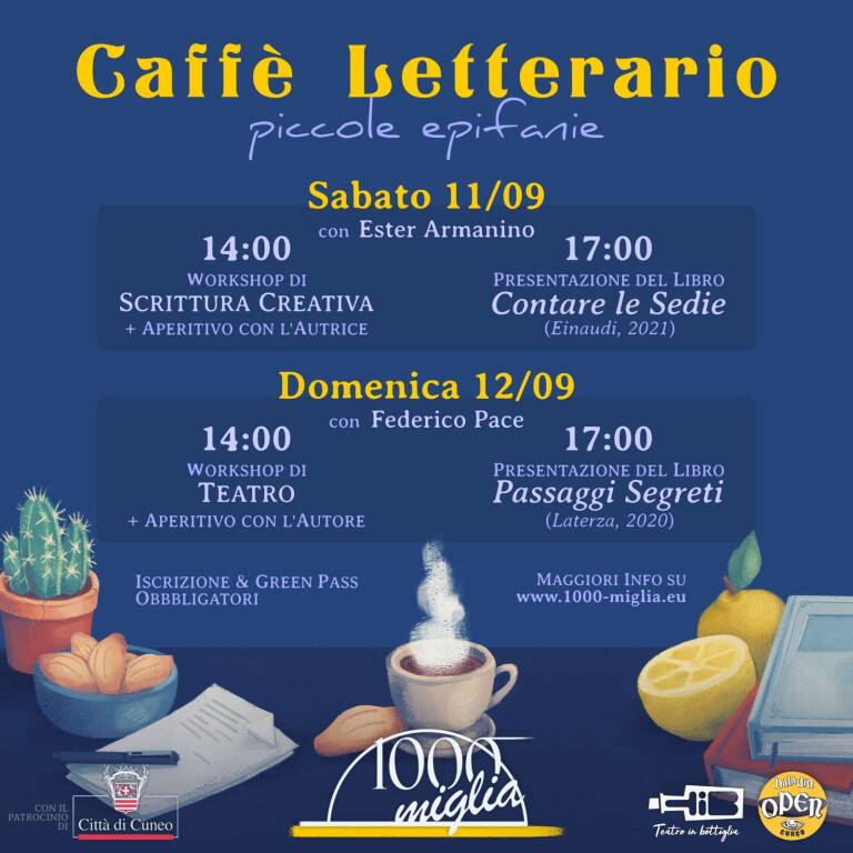 Torna a Cuneo la nuova edizione del caffè letterario di 1000miglia