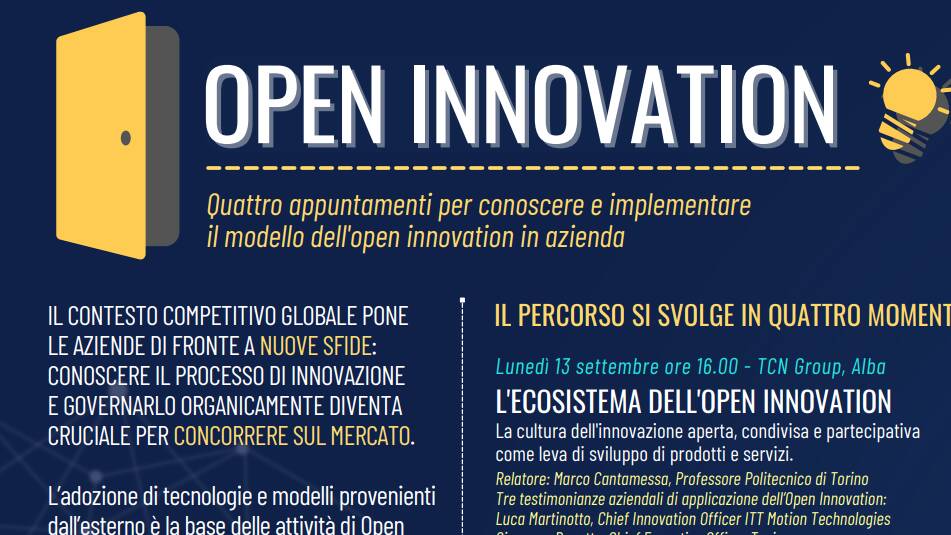 Al via il ciclo di incontri di Confindustria Cuneo sull’Open Innovation in azienda