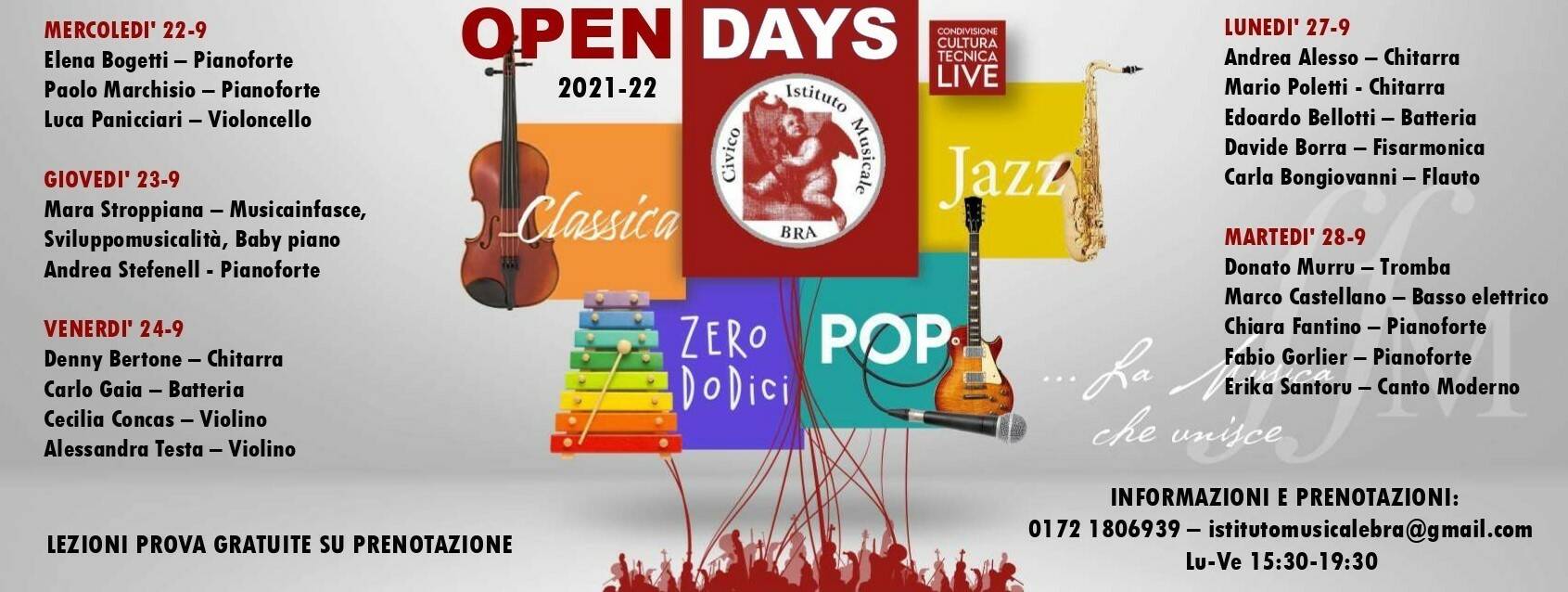 Bra, Open days al Civico Istituto Musicale “Gandino”
