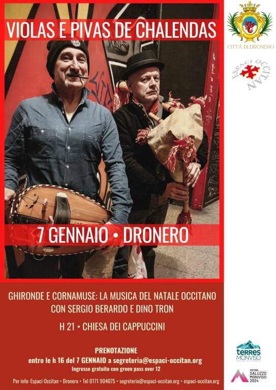 A Dronero il Natale occitano con la ghironda di Sergio Berardo e la cornamusa di Dino Tron