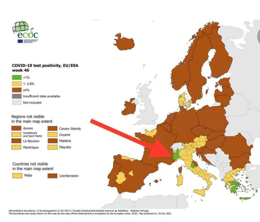 Il Piemonte una delle pochissime regioni verdi d’Europa nella gestione della pandemia