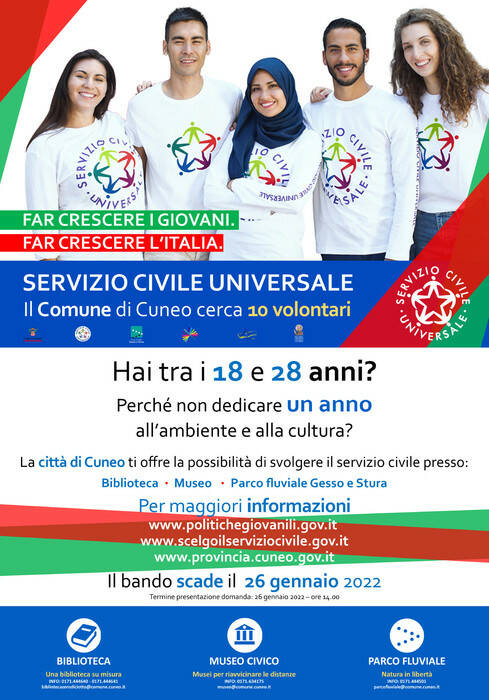 Servizio Civile, le proposte della Città di Cuneo tra ambiente e cultura