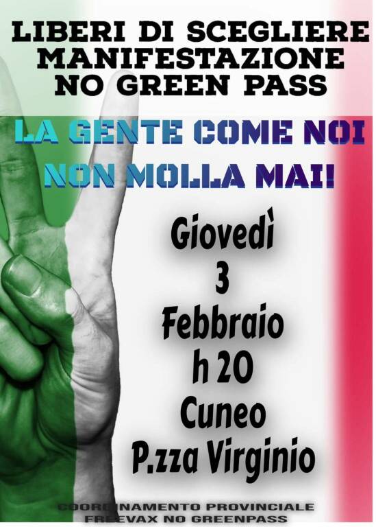 Stasera a Cuneo tornano a manifestare i No Green Pass
