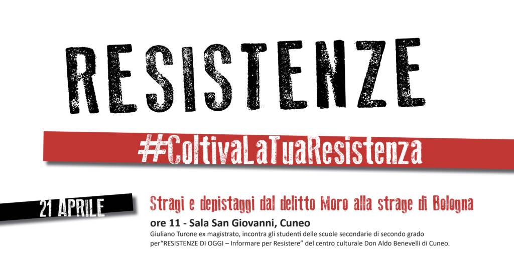 A Cuneo arriva la seconda edizione del progetto “Resistenze”