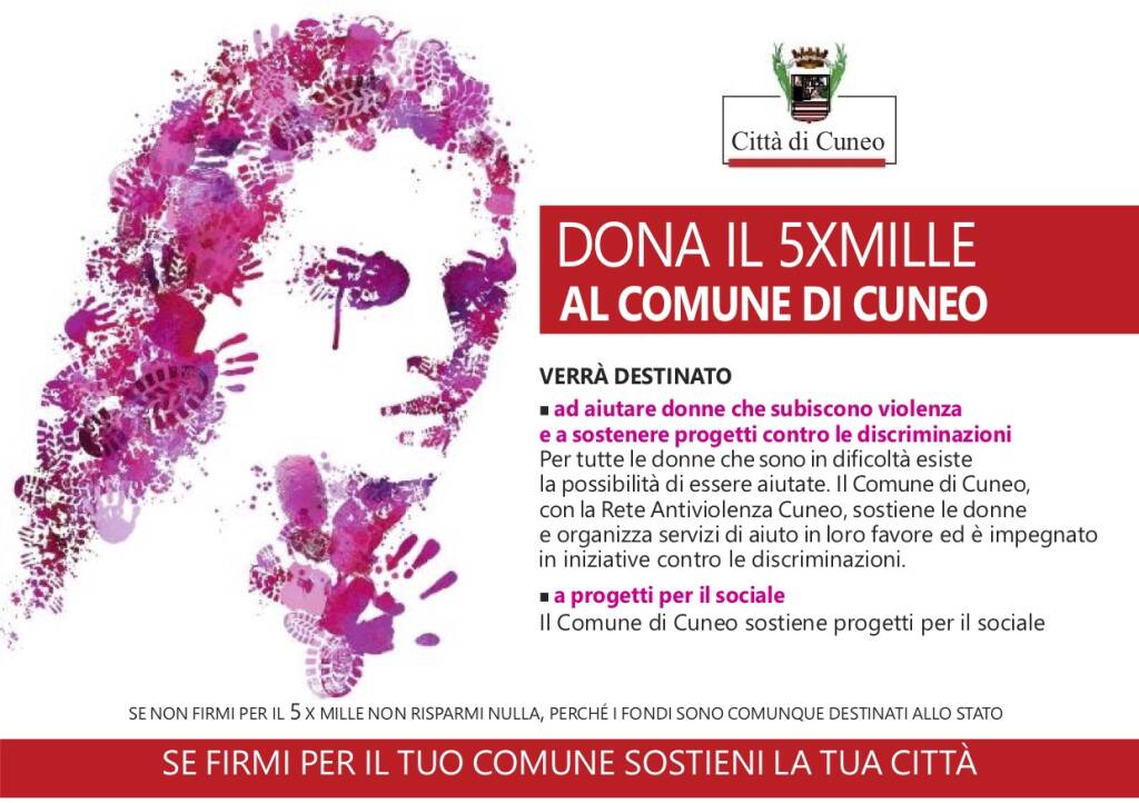 Con il 5 per mille a favore del Comune di Cuneo tanti progetti educativi e iniziative di contrasto alla violenza