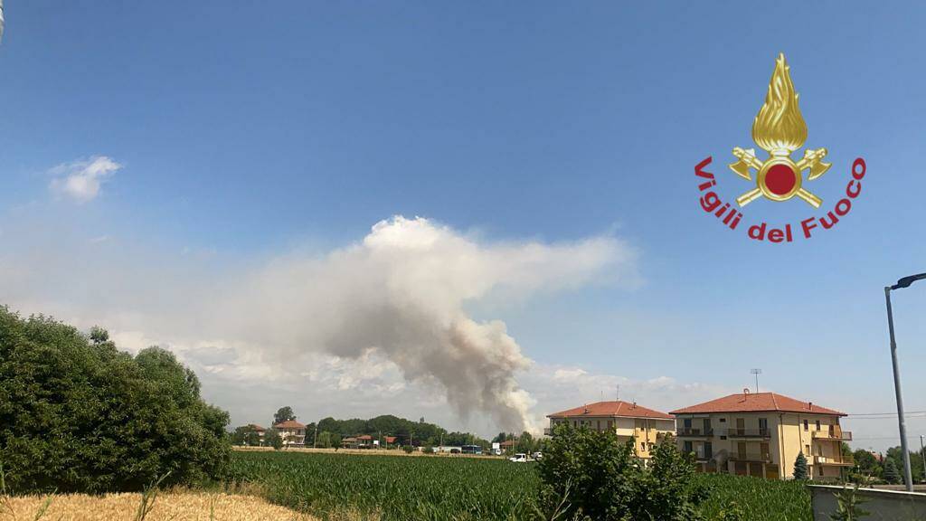 A fuoco campo di grano a Cuneo