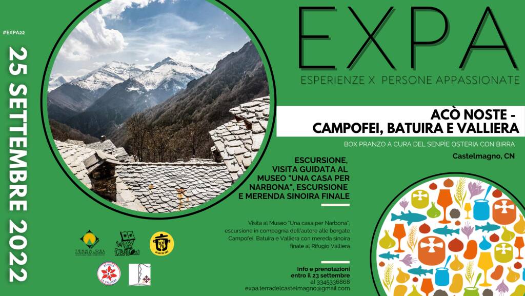 Domenica 25 settembre con EXPA alle borgate di Campofei, Batuira e Valliera in valle Grana