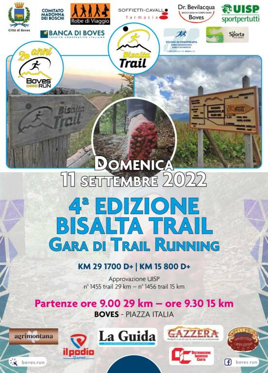 Boves si prepara al Bisalta Trail: si parte alle 7 da piazza Italia