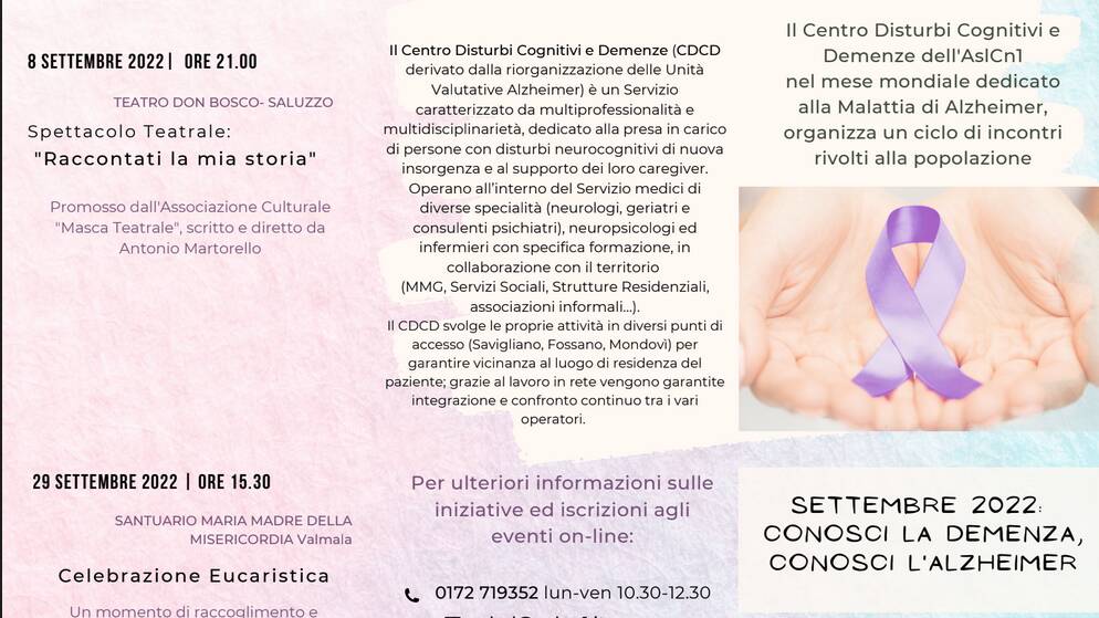 Giornata Alzheimer, l’ASL di Cuneo organizza numerosi eventi