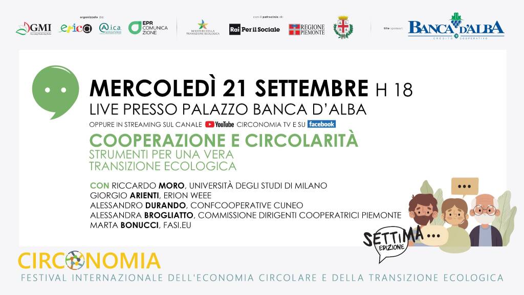 Confcooperative Cuneo protagonista al Festival Circonomia ad Alba