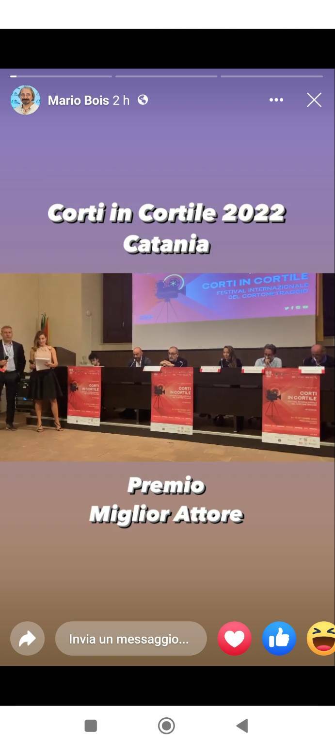 Il saluzzese Mario Bois vince il premio “Miglior attore 2022” al festival Corti in Cortile di Catania