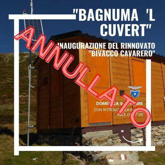 Rimandata l’inaugurazione del rinnovato Bivacco Cavarero