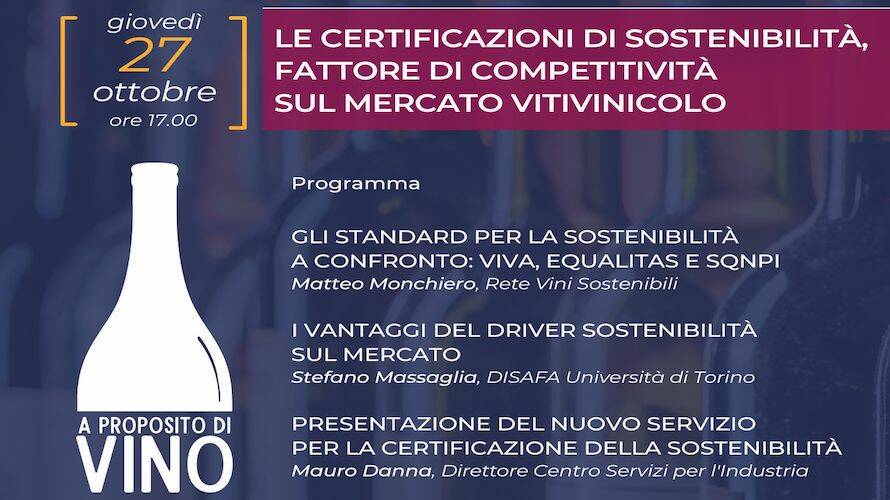 A Cuneo il webinar “Al centro del focus sulla certificazione di sostenibilità i vantaggi per le imprese Vitivinicole”