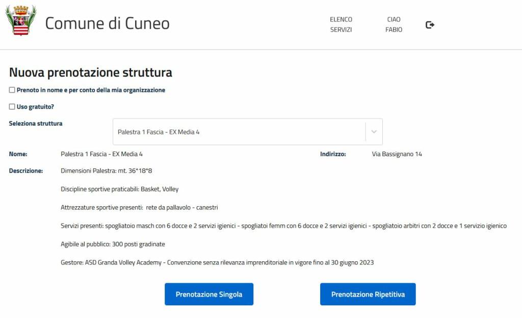 Cuneo, da ottobre gli impianti sportivi si prenotano on-line