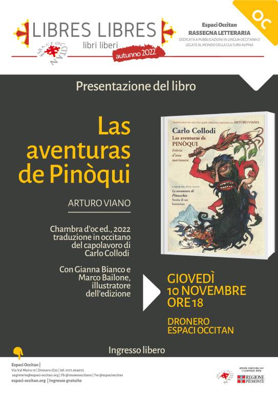 Giovedì a Dronero la presentazione del Pinocchio in lingua occitana a cura di Arturo Viano