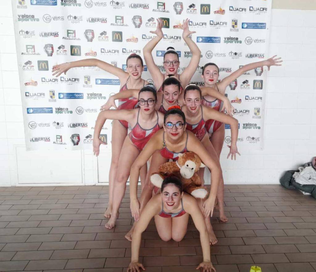 La squadra femminile di nuoto sincronizzato di Piasco vince la prima giornata della coppa Piemonte