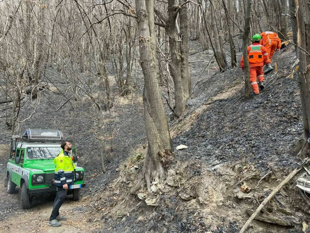 Il sindaco di Chiusa Pesio nelle zone interessate dall’incendio boschivo