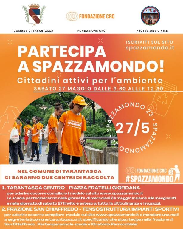 Anche Tarantasca aderisce a Spazzamondo 2023