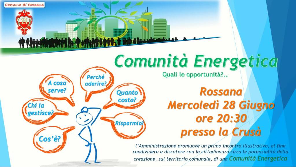 Rossana, un incontro sulla Comunità Energetica