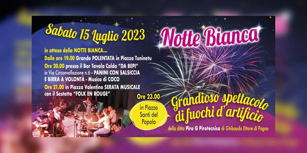 Per la Notte Bianca di Casteldelfino la novità dello spettacolo dei fuochi d’artificio