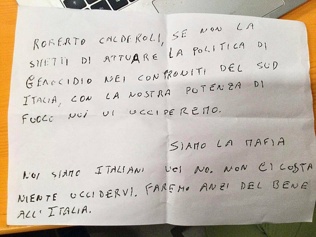 Paolo Demarchi esprime solidarietà a Roberto Calderoli a seguito delle minacce ricevute