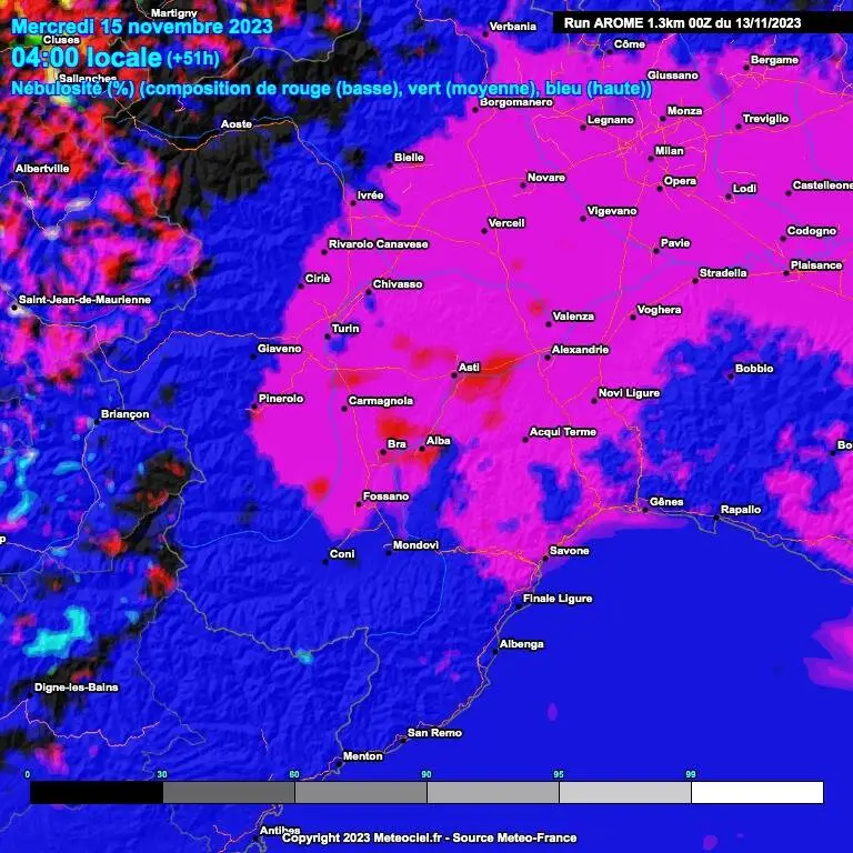 Le previsioni meteo in provincia di Cuneo da lunedì 13 a mercoledì 15 novembre