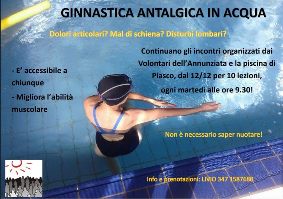 Ricomincia in piscina a Piasco il corso di ginnastica antalgica in acqua