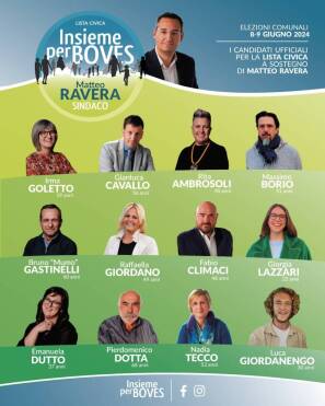 I 12 candidati della lista “Insieme per Boves” a sostegno di Matteo Ravera sindaco
