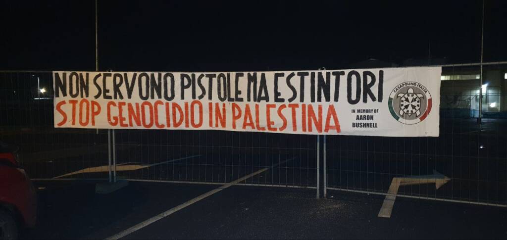 A Cuneo ed Alba striscioni di CasaPound in memoria di Aaron Bushnell, contro il genocidio a Gaza
